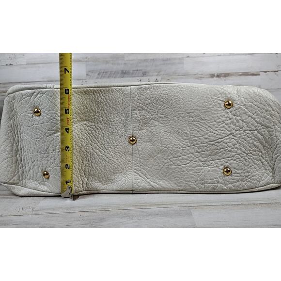 CYNTHIA ROWLEY XL Ivory/Brown Pebbled Leather Convertible Satchel/Shoulder Bag - Picture 9 of 16